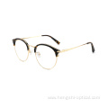 Gold Metal And Acet Eyeglass Frame Blue Light Optical Acetate Combine Metal Glasses